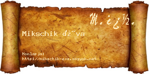 Mikschik Éva névjegykártya